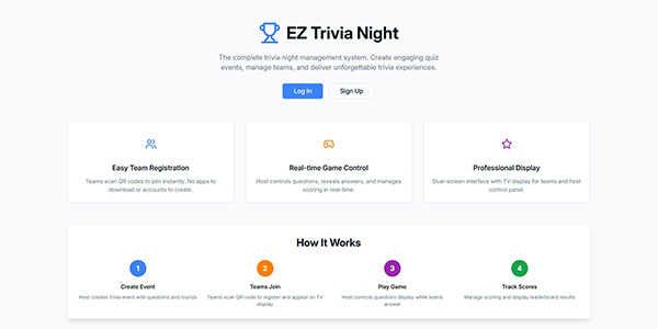 EZ Trivia Night web application